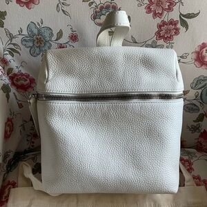 KARA White Leather Small Backpack